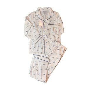 Petite Plume Boys Par Avion Pajama Set White Navy Airplane Print Size 6 NEW